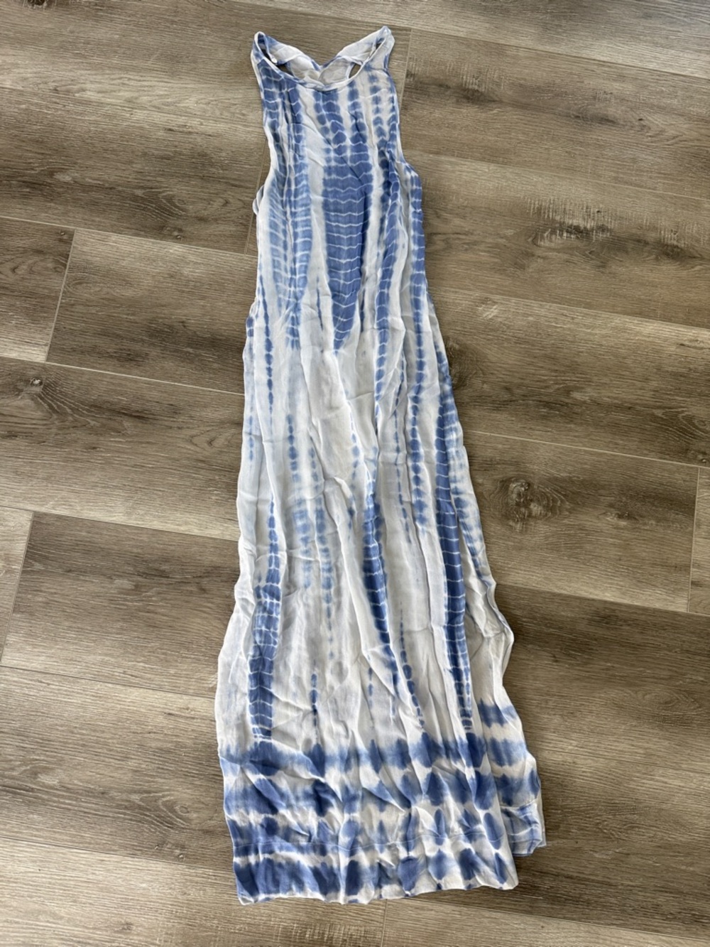 Chan Lu Blue and White Tie-Dye Maxi Dress
